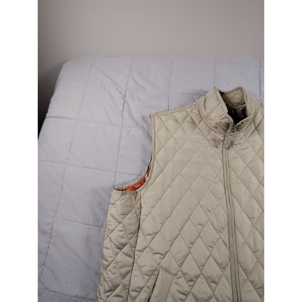 Lands End Women XL Tan Puffer Vest Lightweight Quilted Nylon Zip Gilet Jacket - Picture 3 of 12